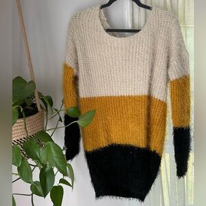 Cozy Tri-Colored Fall Sweater